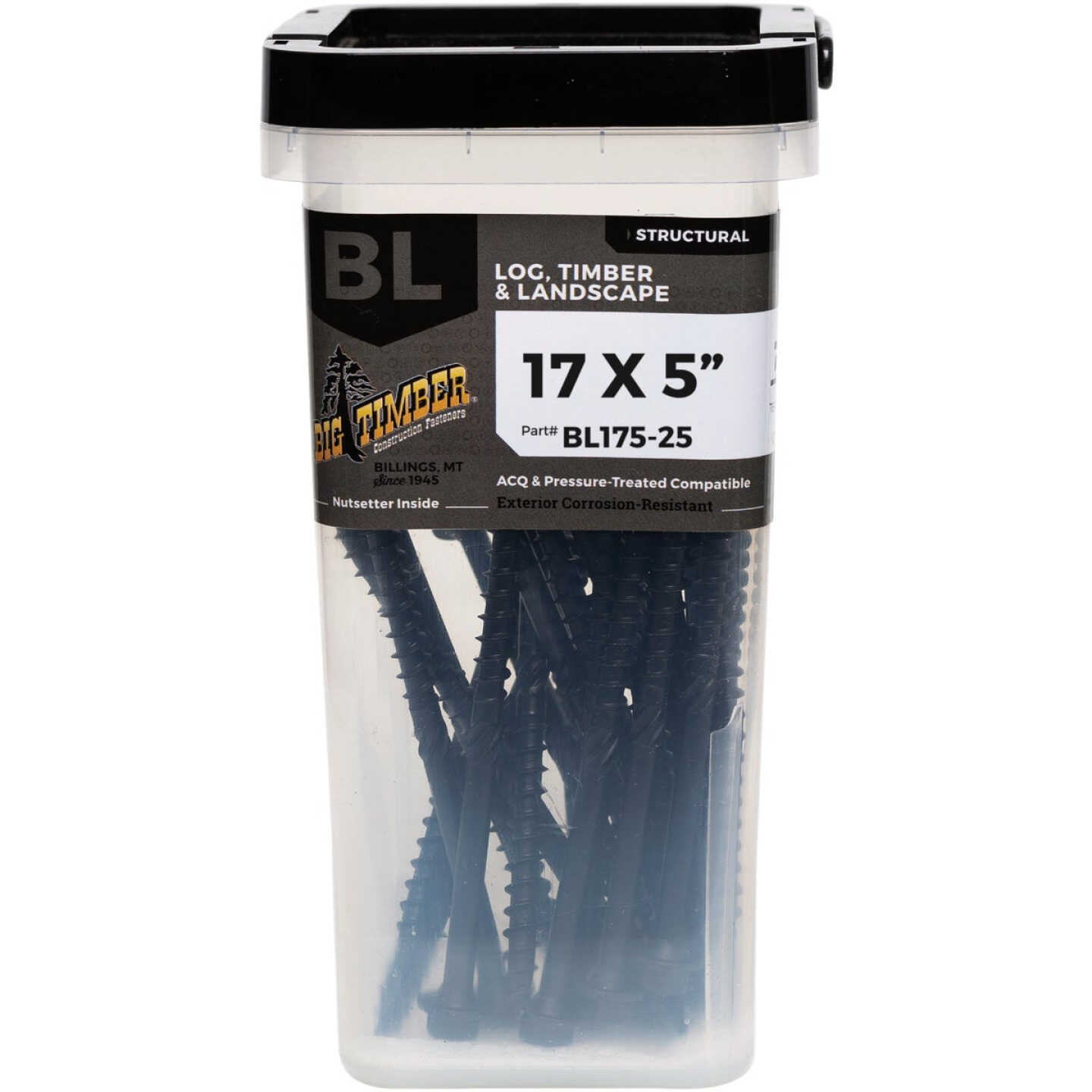 Big Timber #17 x 5 In. Hex Head Black Structure Screw (25-Count) Image 1
