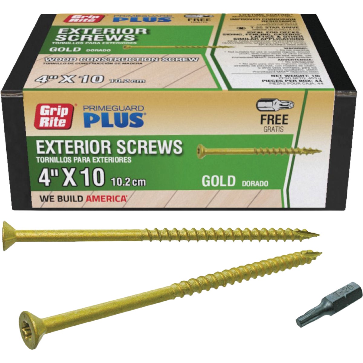 Grip-Rite PrimeGuard Plus 4 In. x 10 ga T-25 Star Drive Bugle Head Coarse Thread Type 17 Point Green Exterior Construction Screw (1 Lb.)