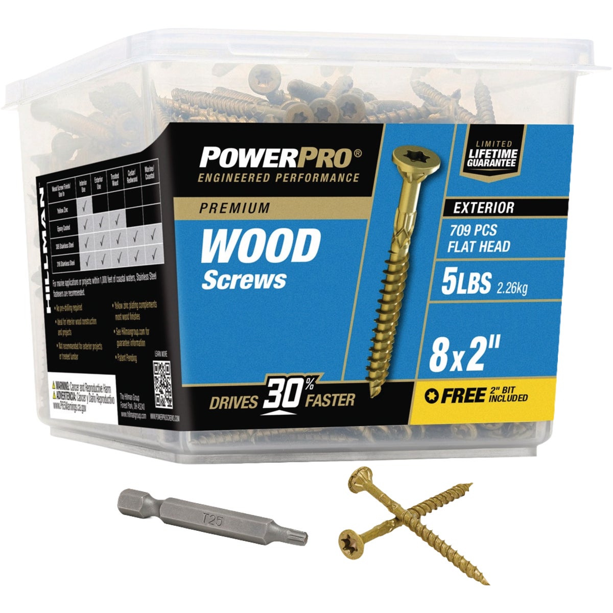 Hillman PowerPro #8 x 2 In. Premium Exterior Wood Screw (709-Count)