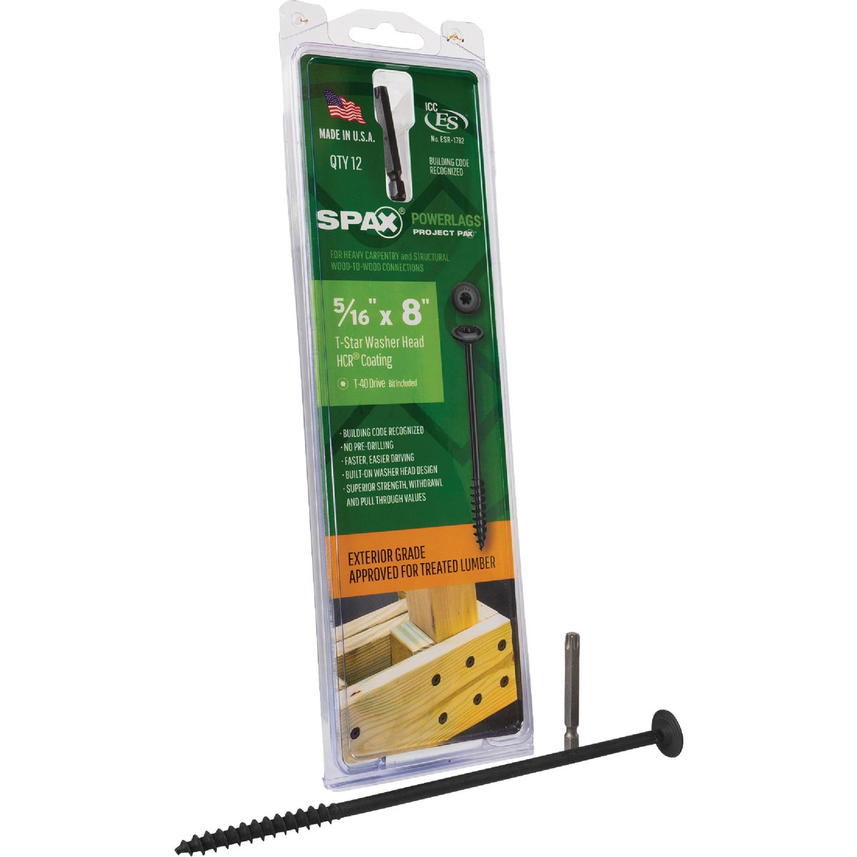 SPAX PowerLags 5/16 In. x 8 In. T40 Washer Head HCR (Exterior Rated) Lag Screw (12-Count)