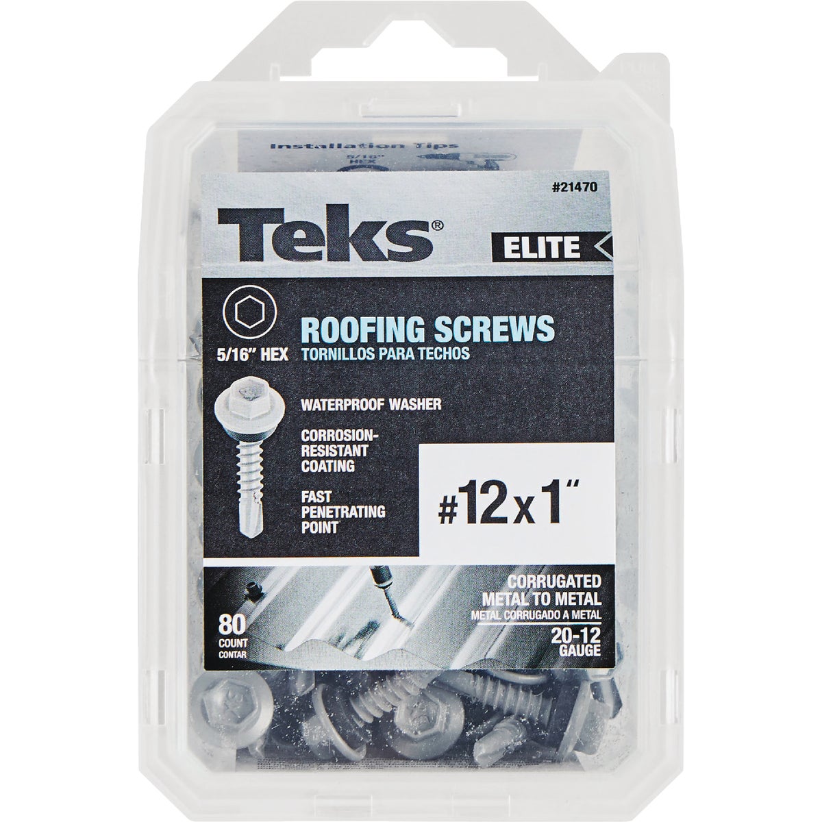 Teks Elite #12 x 1 In. Hex Washer Head Drill Point Metal to Wood Roofing Screw (80-Count) Image 4