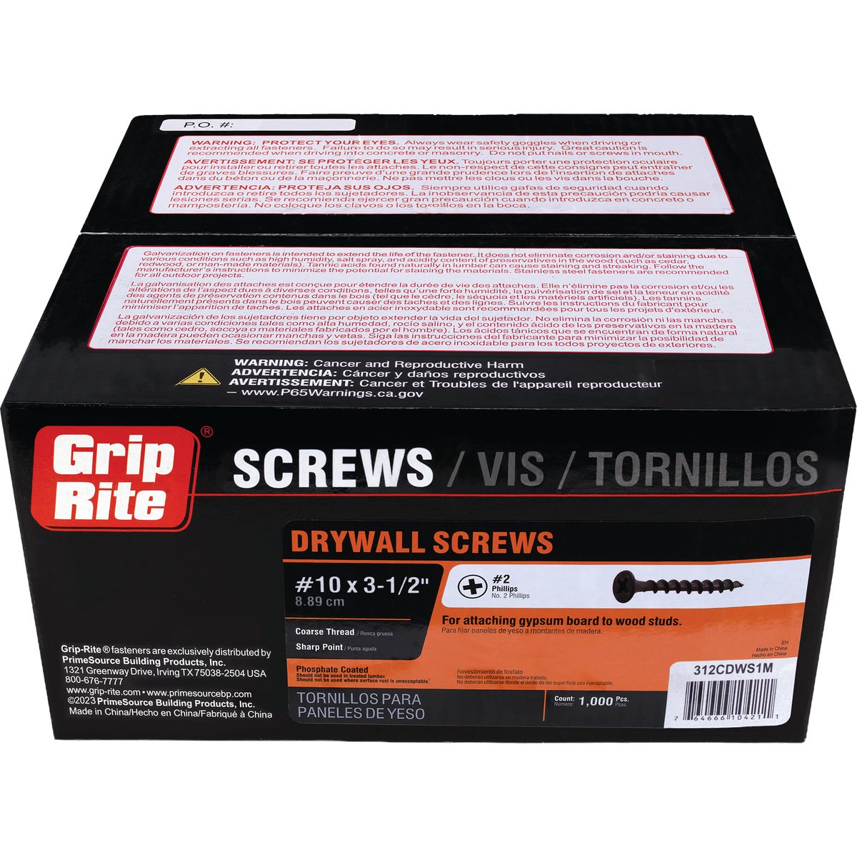 Grip-Rite #10 x 3-1/2 In. Coarse Thread Black Phosphate Drywall Screw (1 Lb.) Image 2