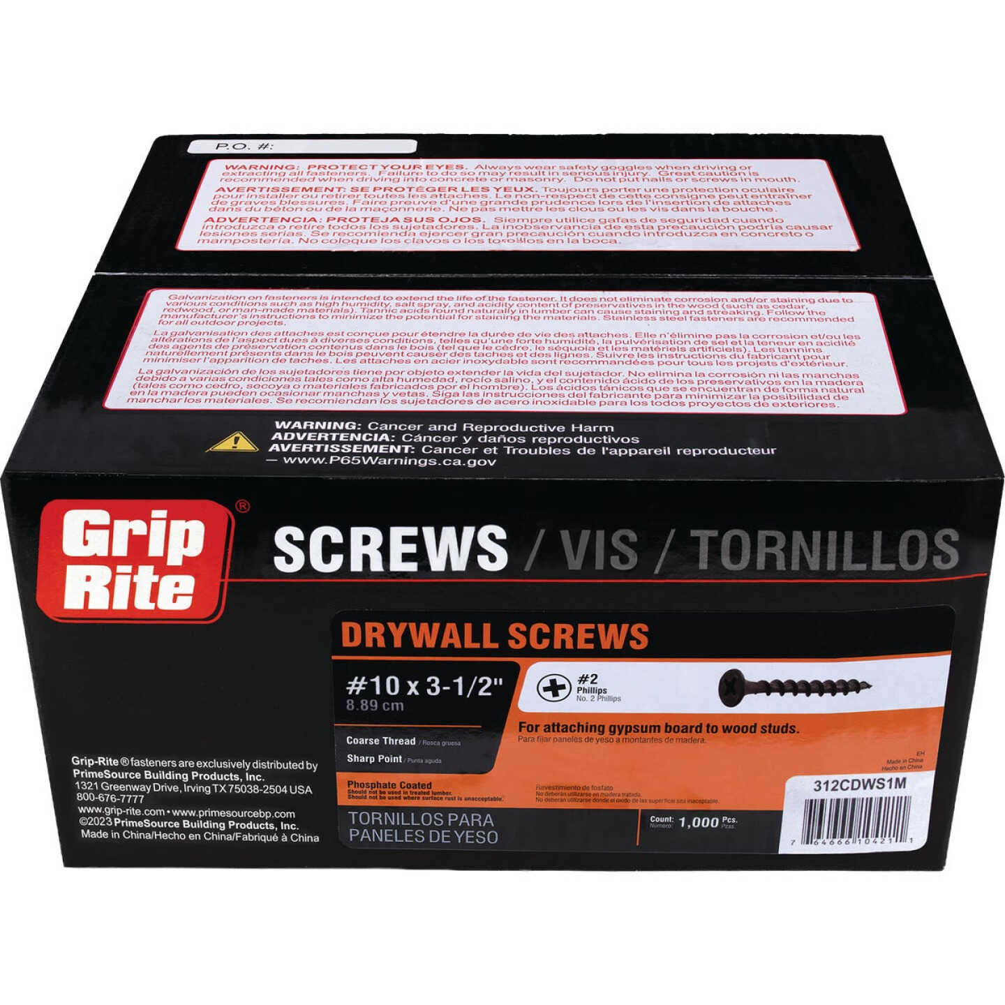 Grip-Rite #10 x 3-1/2 In. Coarse Thread Black Phosphate Drywall Screw (1 Lb.) Image 2