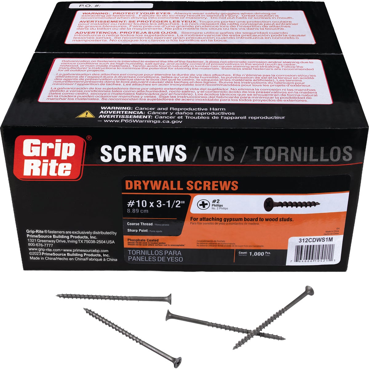 Grip-Rite #10 x 3-1/2 In. Coarse Thread Black Phosphate Drywall Screw (1 Lb.)