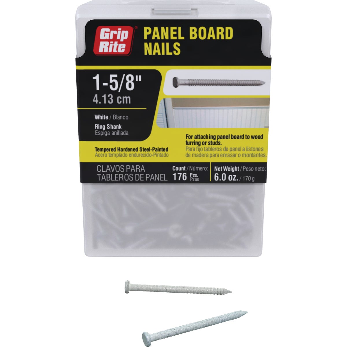 Grip-Rite 1-5/8 In. x 16-1/2 ga Ring Shank White Paneling Nail (176-Count)