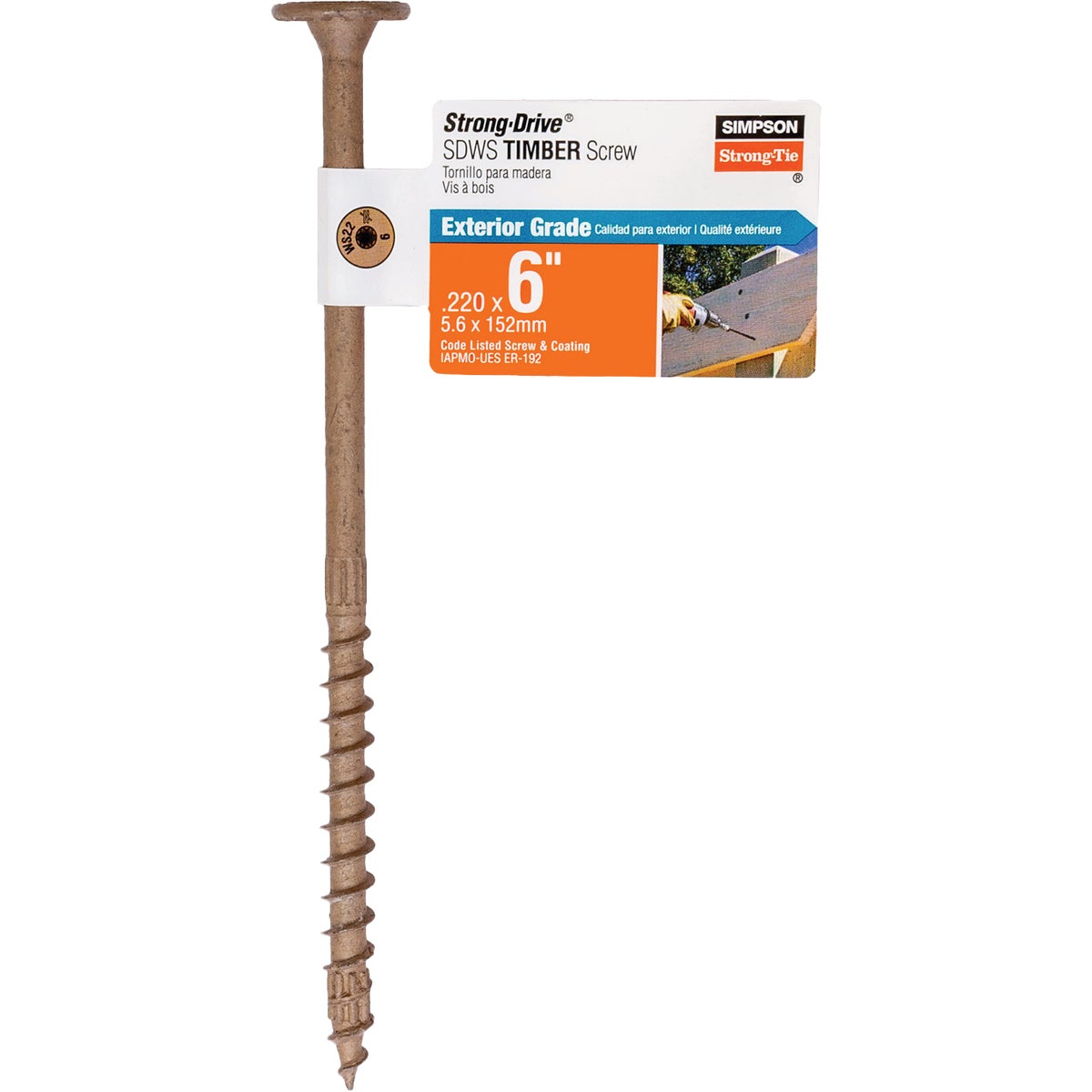 Simpson Strong-Tie Strong-Drive SDWS 6 In. x 0.220 In. T40 (Exterior Grade) Tan Timber Screw Image 2