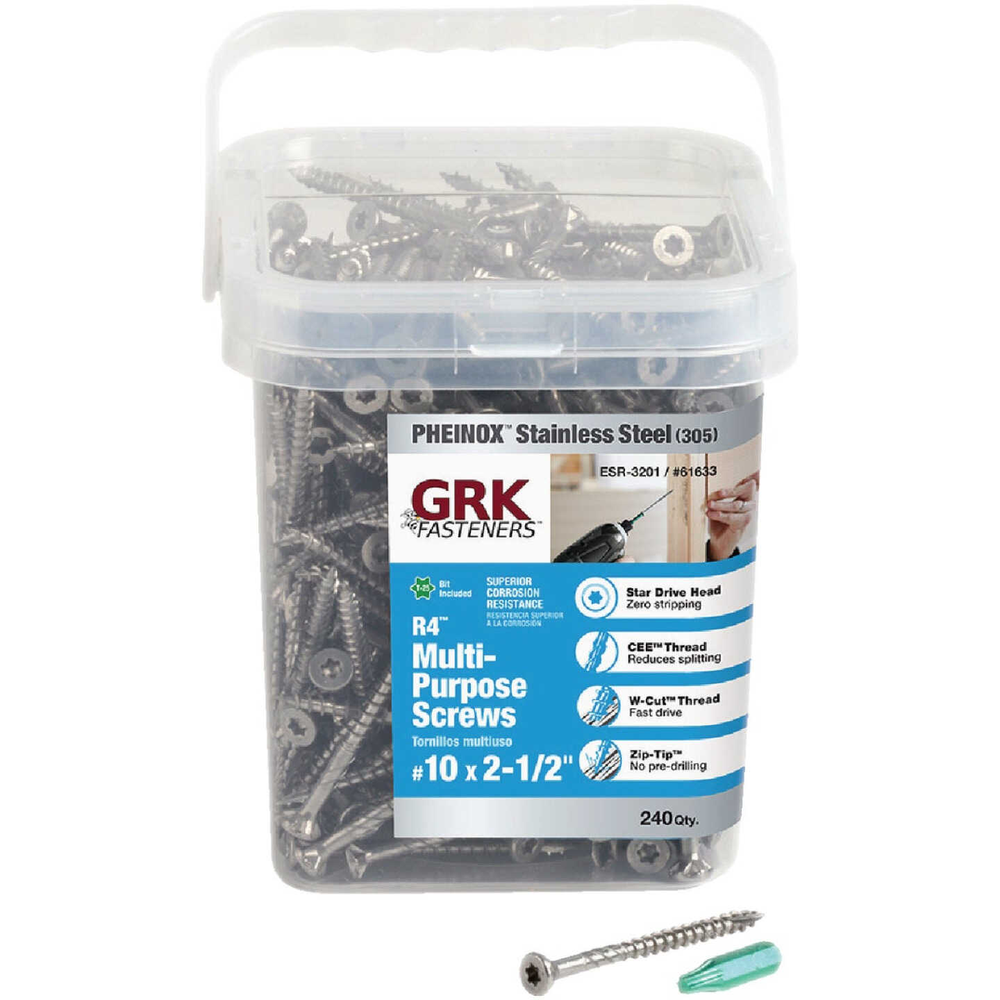 GRK R4 #10 x 2-1/2 In. Star Drive Stainless Steel Multi-Purpose Wood Screw (240-Count) Image 1