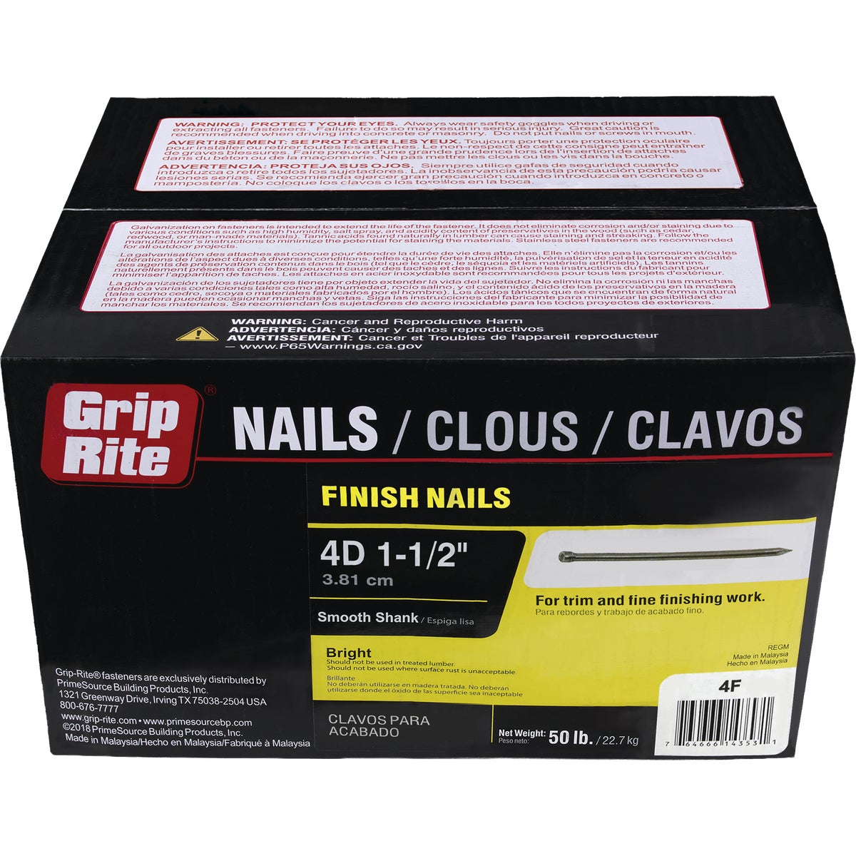 Grip-Rite 1-1/2 In. x 4d Bright Finishing Nails (3150-Count) Image 1