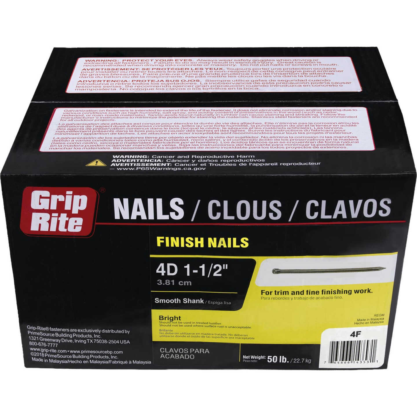 Grip-Rite 1-1/2 In. x 4d Bright Finishing Nails (3150-Count) Image 1
