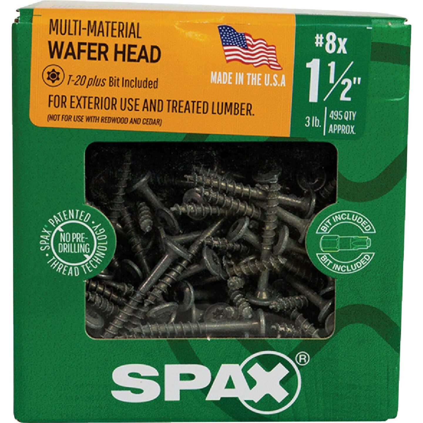 SPAX #8 x 1-1/2 In. T20 Plus Wafer Head HCR-X (Exterior Rated) Wood Screw 3 Lb. (495-Count) Image 4