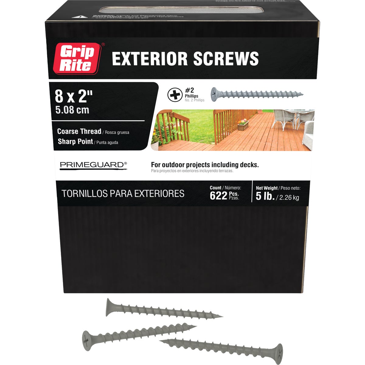 Grip-Rite PrimeGuard 2 In. x 8 ga #2 Phillips Exterior Screw (5 Lb.)