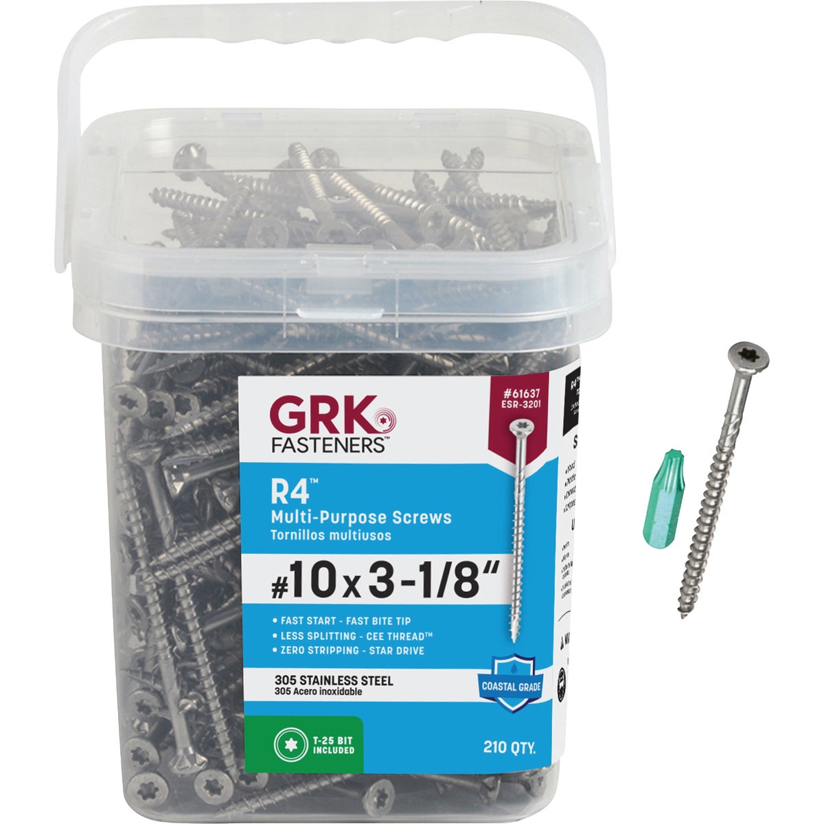 GRK R4 #10 x 3-1/8 In. Star Drive Stainless Steel Multi-Purpose Wood Screw (210-Count) Image 2