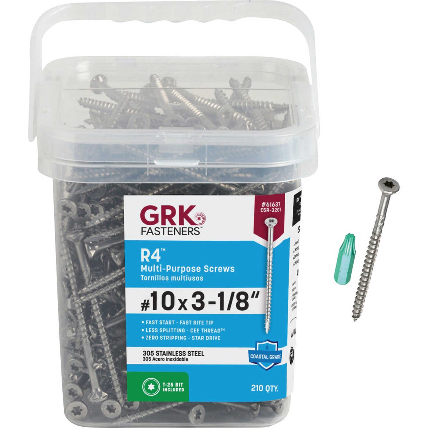 GRK R4 #10 x 3-1/8 In. Star Drive Stainless Steel Multi-Purpose Wood Screw (210-Count) Image 2