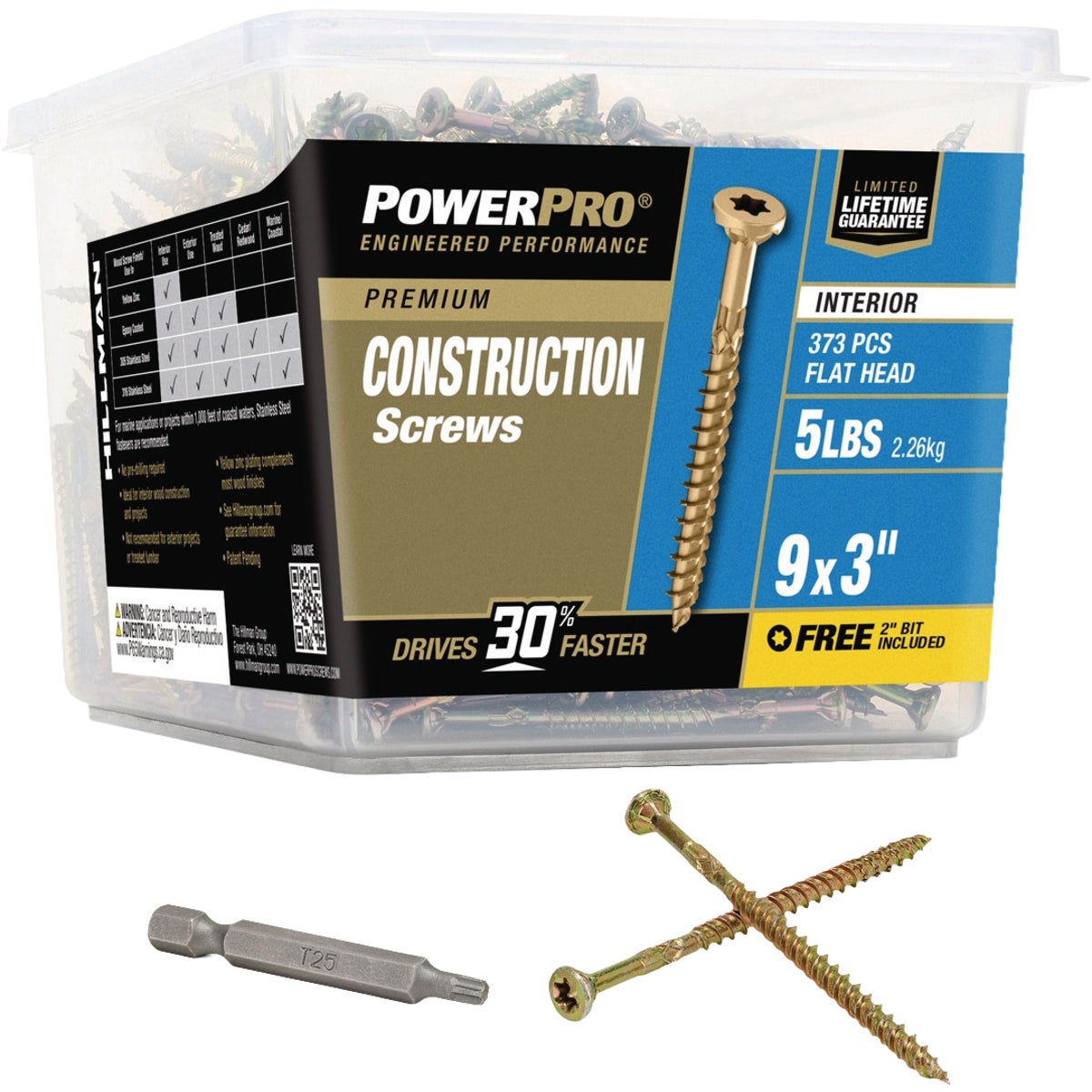 Hillman PowerPro #9 x 3 In. Premium Interior Construction Screw (373-Count)