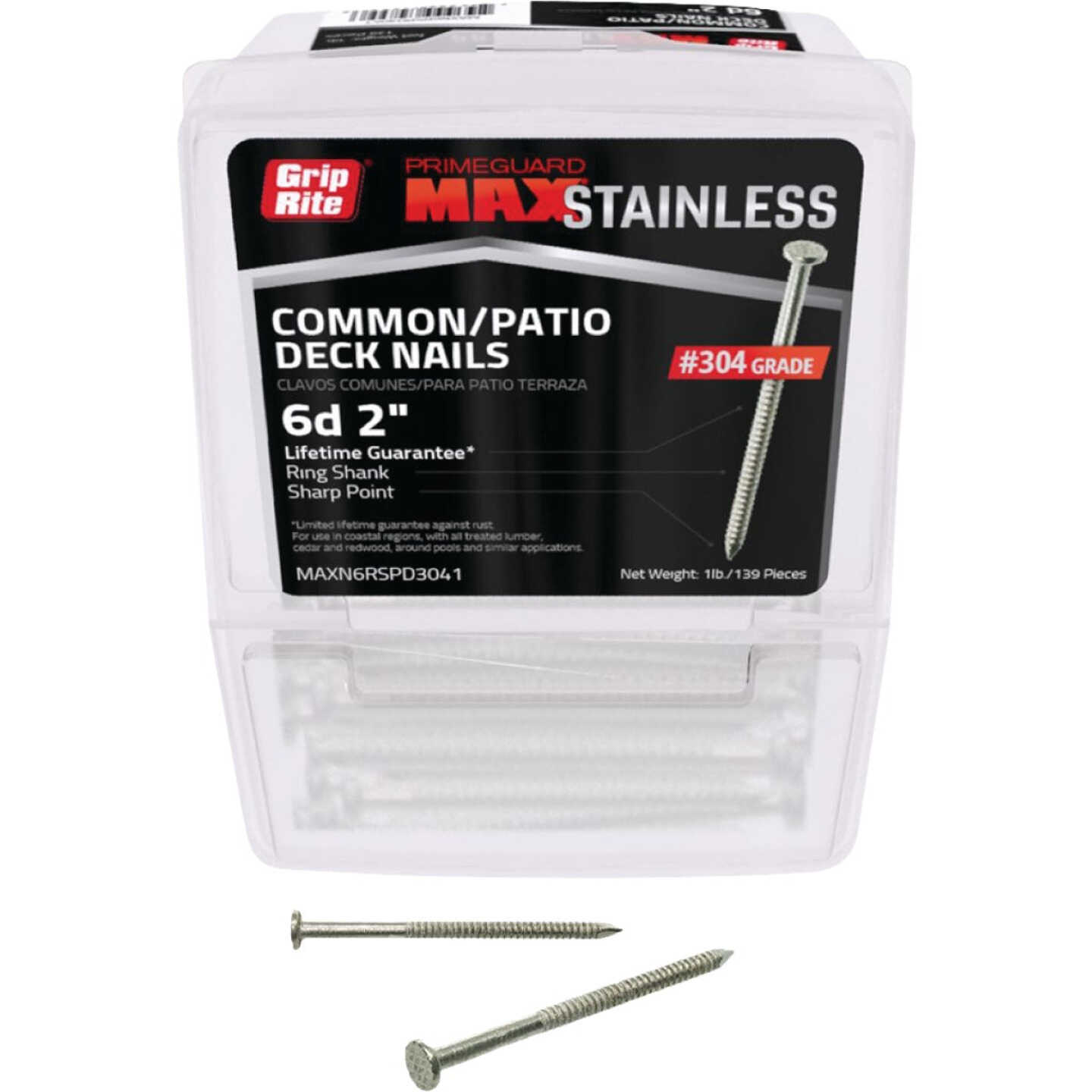 Grip-Rite 2 In. 6d x 11 ga Ring Shank #304 Stainless Steel Patio/Deck Nail (1 Lb.) Image 1