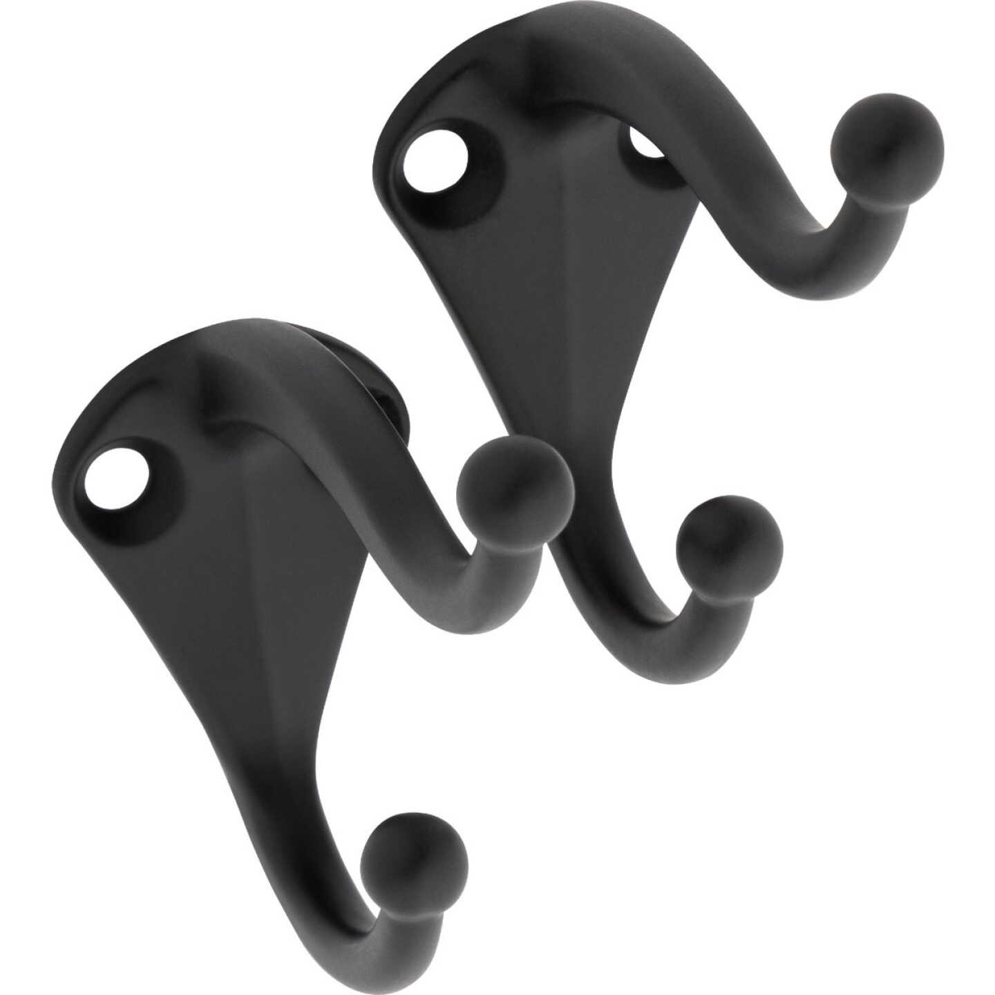 National Hardware Matte Black Coat Hook (2-Pack Bagged) Image 1
