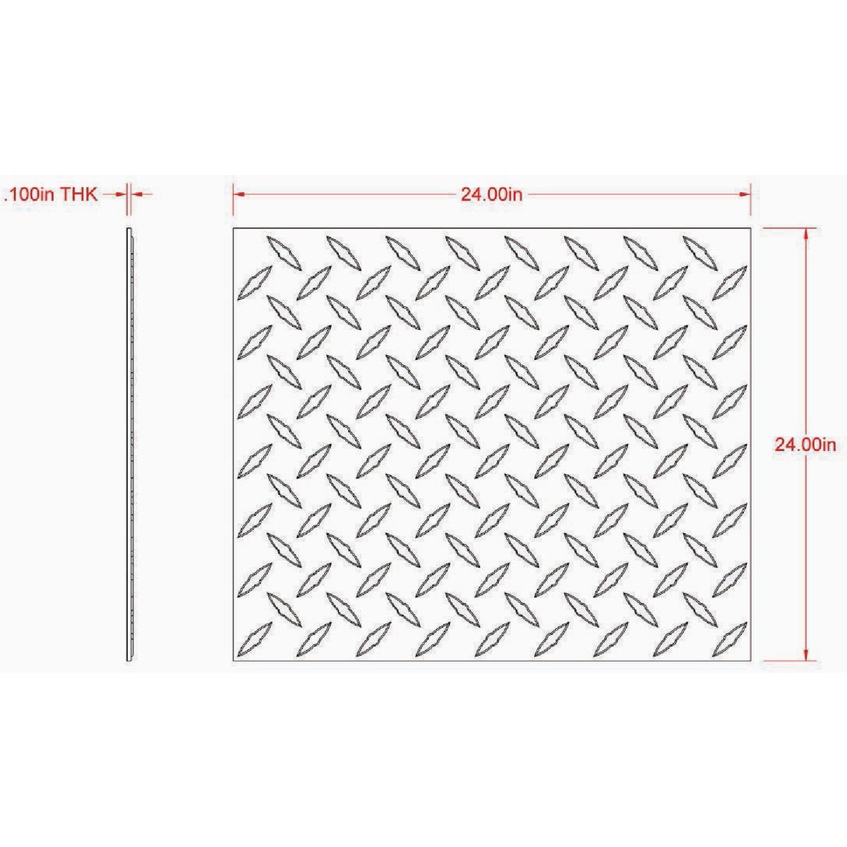 Hillman SteelWorks 0.100 In. x 24 In. x 24 In. Bright Aluminum Tread Plate Image 2
