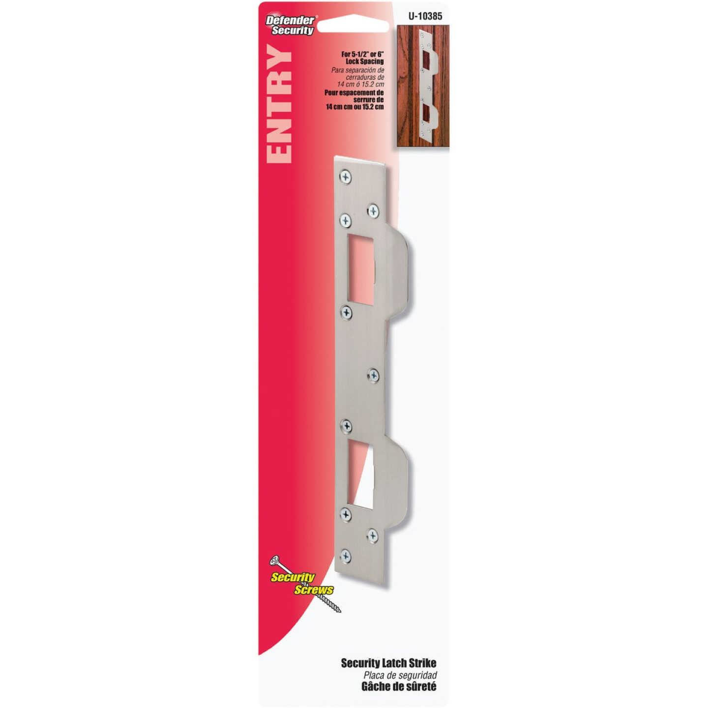 Defender Security 5-1/2 In. Satin Nickel Combination Door Strike Image 2