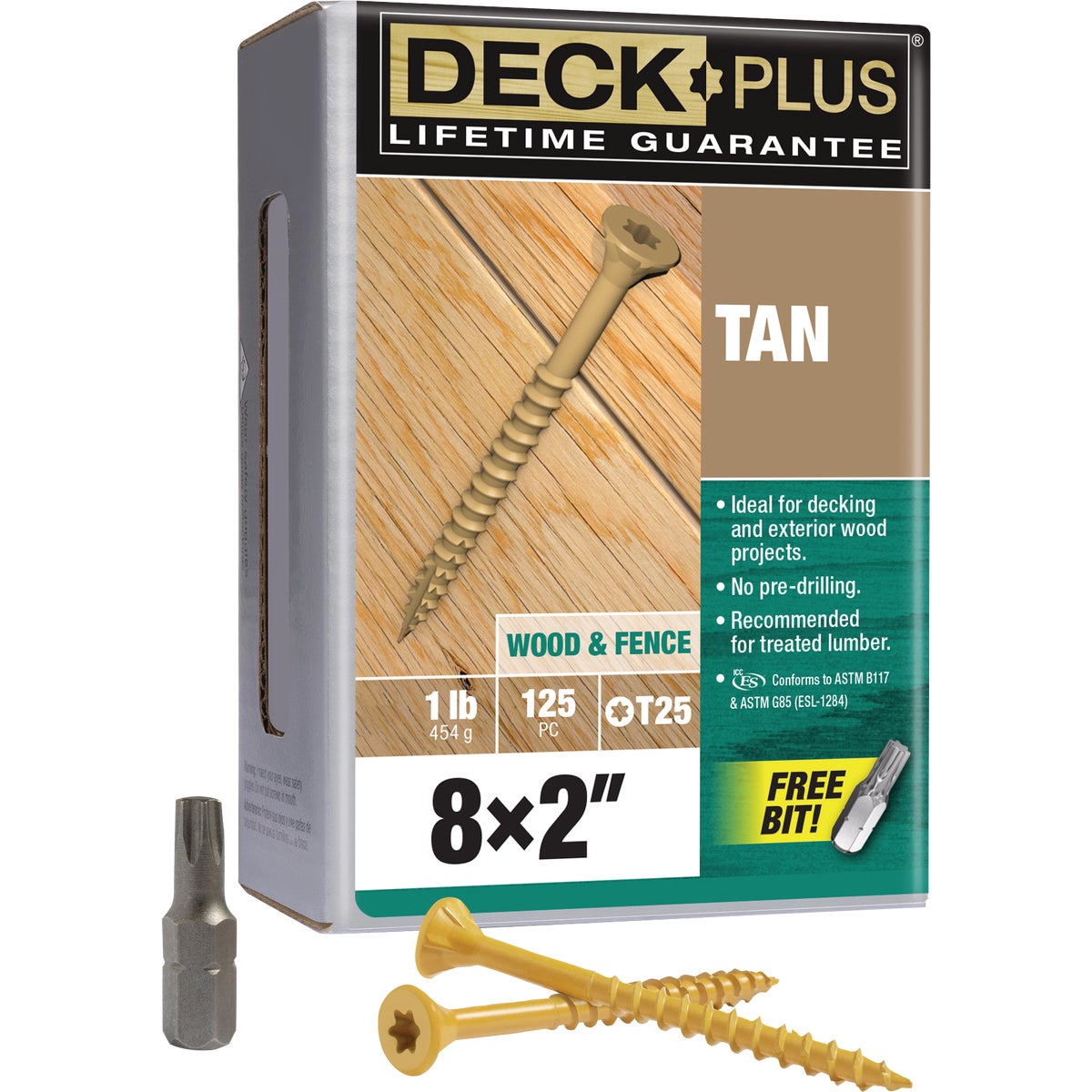 Hillman Deck Plus #8 x 2 In. Tan Deck Screw (125-Count)