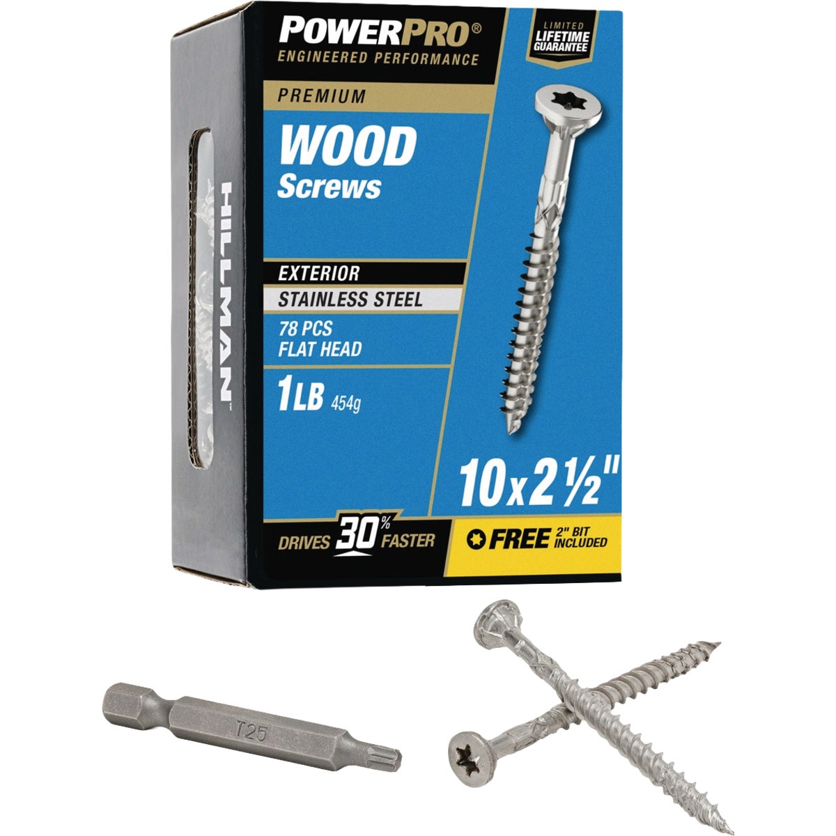 Hillman PowerPro #10 x 2-1/2 In. Premium 305 Stainless Steel Wood Screw (78-Count)