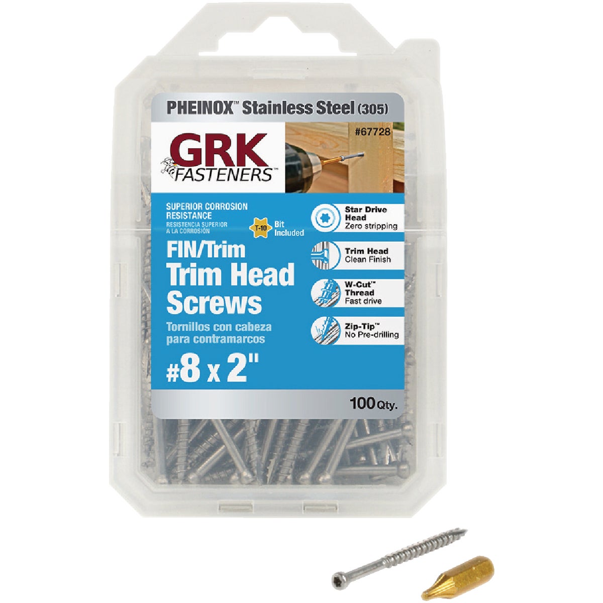 GRK #8 x 2 In. Star Drive Stainless Steel Trim Screw (100-Count)