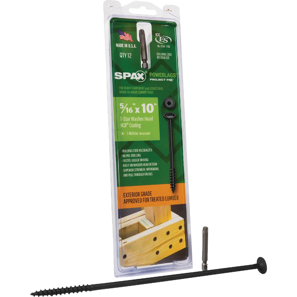 SPAX PowerLags 5/16 In. x 10 In. T40 Washer Head HCR (Exterior Rated) Lag Screw (12-Count)