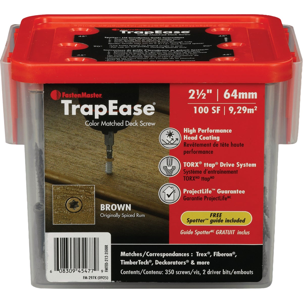 Fastenmaster TrapEase #10 x 2-1/2 In. Dark Brown Ultimate Composite Deck Screw (350-Count)