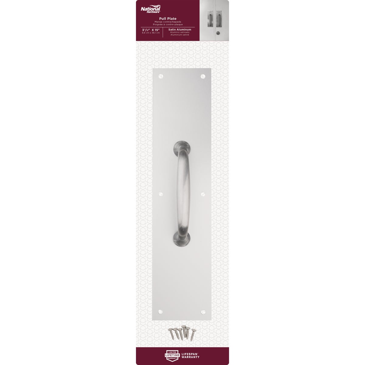 National Hardware Satin Aluminum Pull Plate Image 2