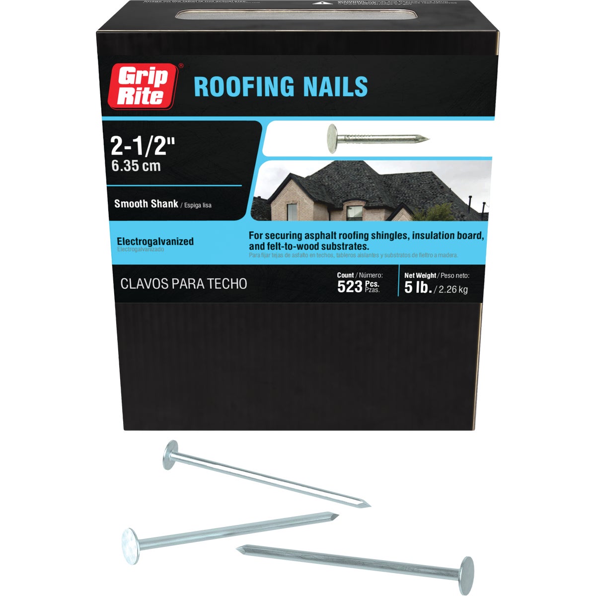 Grip-Rite 2-1/2 In. x 11 ga Electrogalvanized Roofing Nails (570-Count)