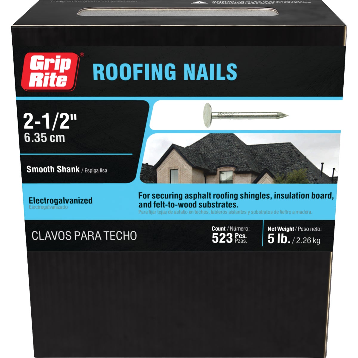 Grip-Rite 2-1/2 In. x 11 ga Electrogalvanized Roofing Nails (570-Count) Image 2