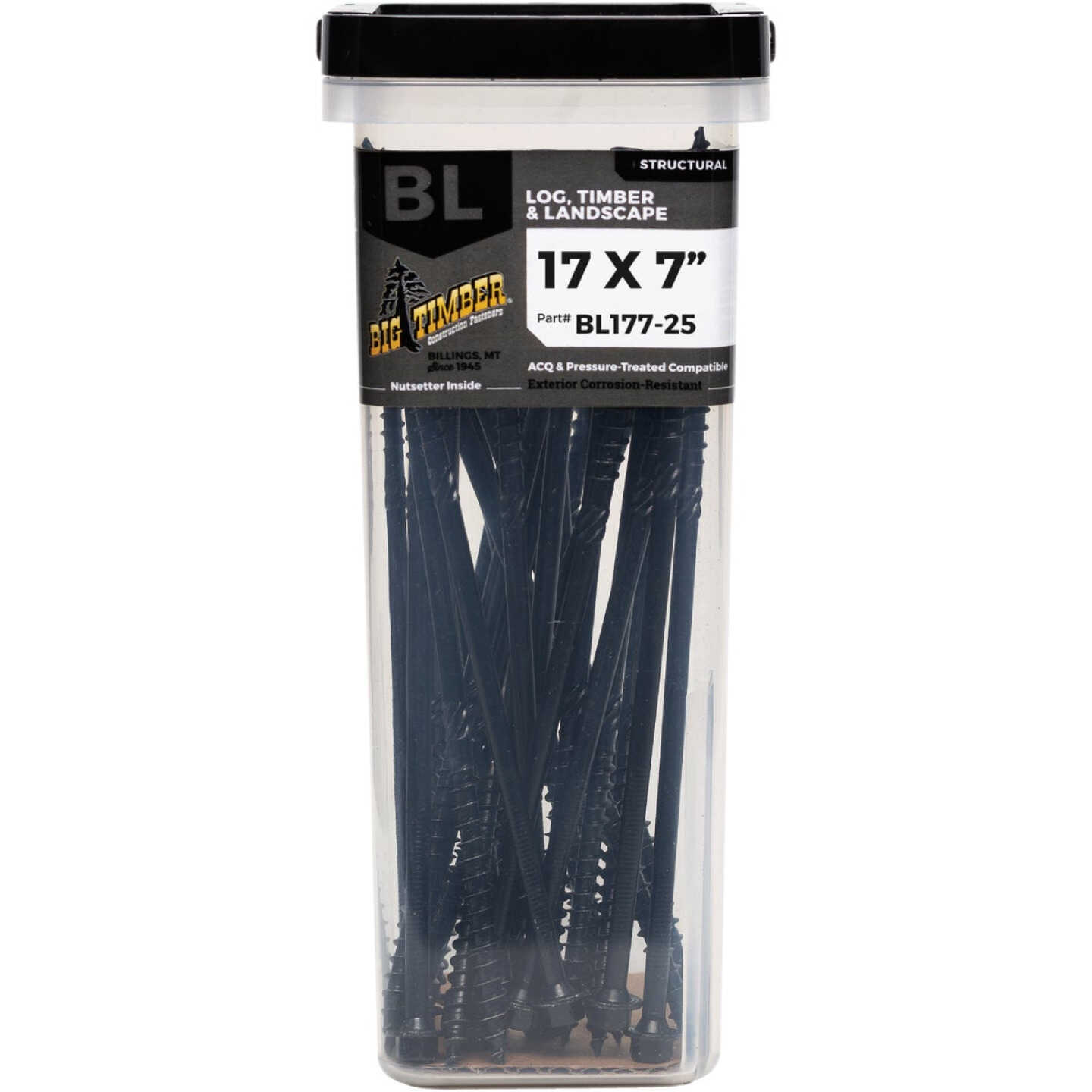Big Timber #17 x 7 In. Hex Head Black Structure Screw (25-Count) Image 1