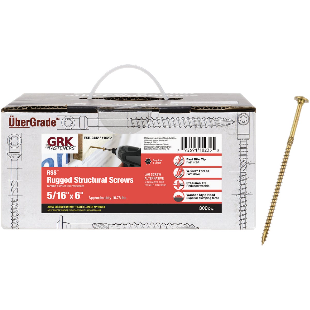 GRK RSS Rugged 5/16 In. x 6 In. Star Drive Washer-Head Structure Screw (300-Count)