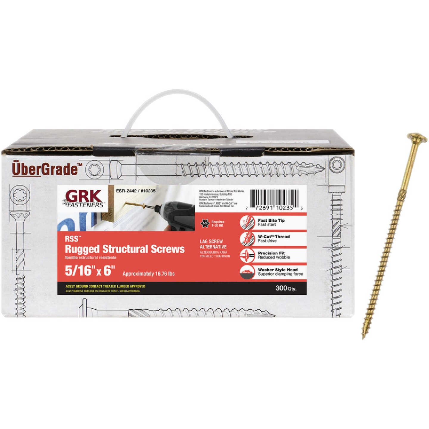 GRK RSS Rugged 5/16 In. x 6 In. Star Drive Washer-Head Structure Screw (300-Count) Image 1