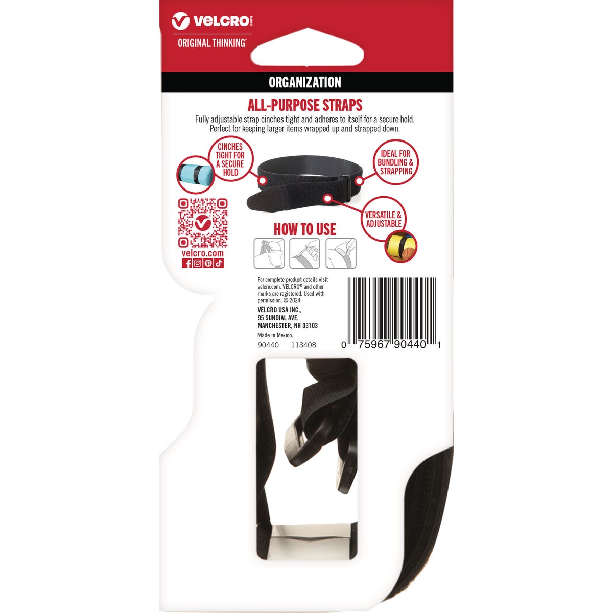 VELCRO Brand 2 In. x 36 In. Black All Purpose Strap (2-Pack) Image 2