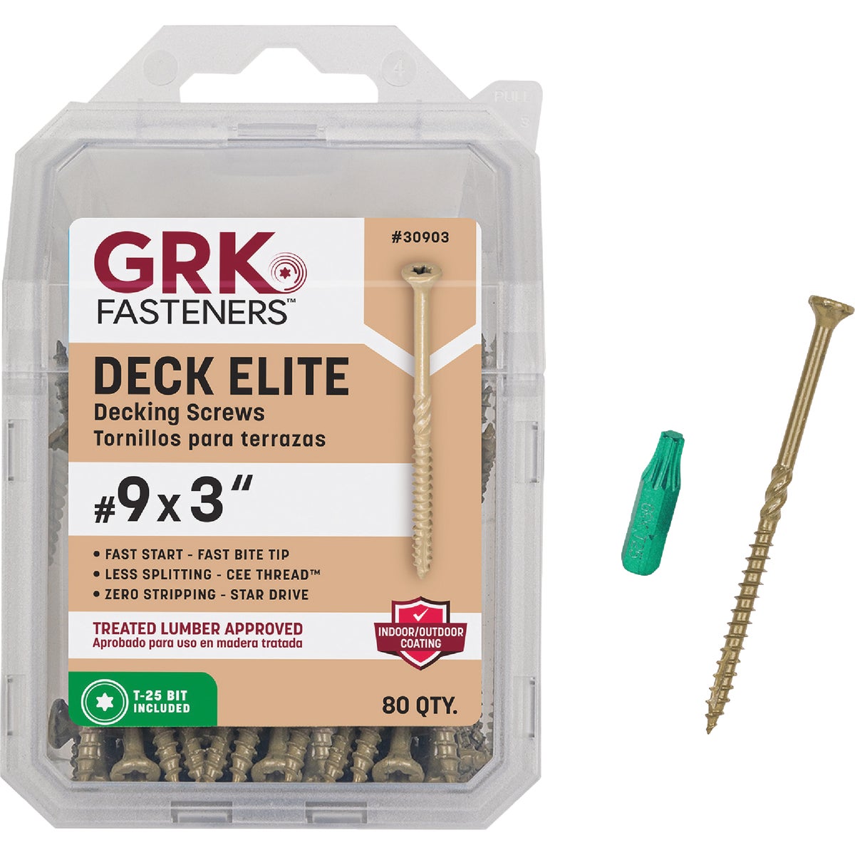 GRK Deck Elite #9 x 3 In. Star Drive Bugle-Head Deck Screw (80-Count)