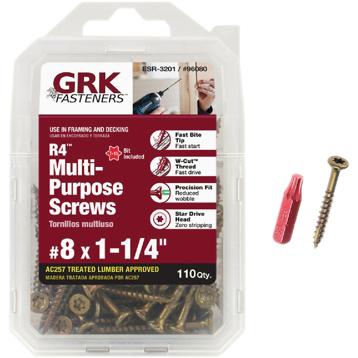 GRK R4 #8 x 1-1/4 In. Star Drive Multi-Purpose Wood Screw (110-Count)