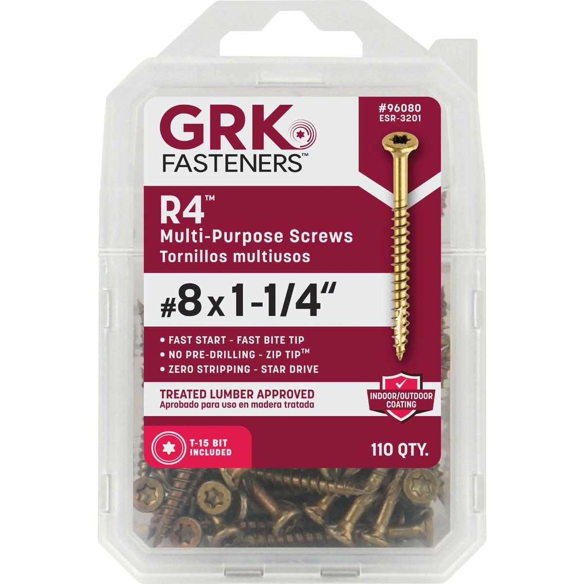 GRK R4 #8 x 1-1/4 In. Star Drive Multi-Purpose Wood Screw (110-Count) Image 6