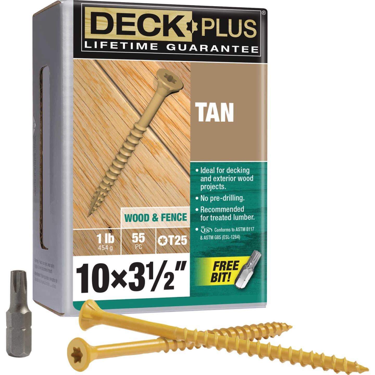 Hillman Deck Plus #10 x 3-1/2 In. Tan Deck Screw (55-Count) Image 1