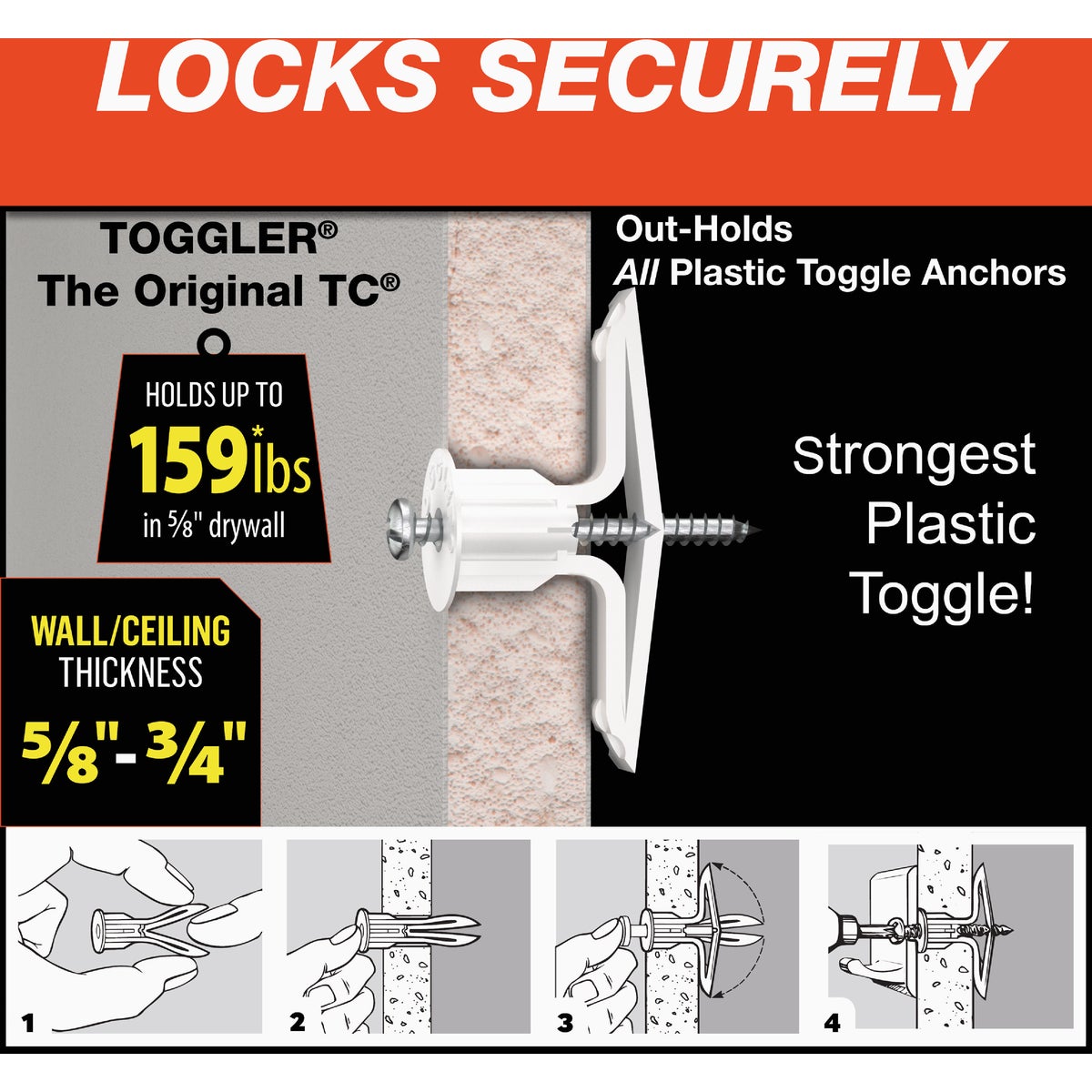 Toggler Snaptoggle #8 x 1-3/4 In. Zinc-Plated Steel Toggle Bolts (5-Count) Image 6