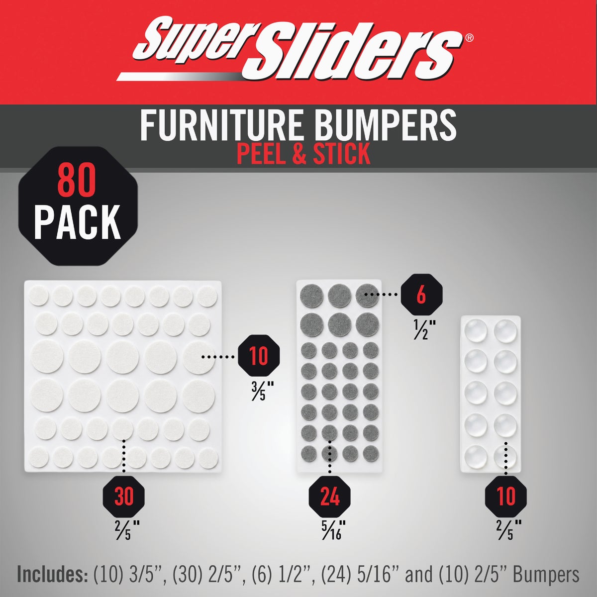 Super Sliders Furniture Wall Bumper Variety Assortment (80-Pack) Image 2