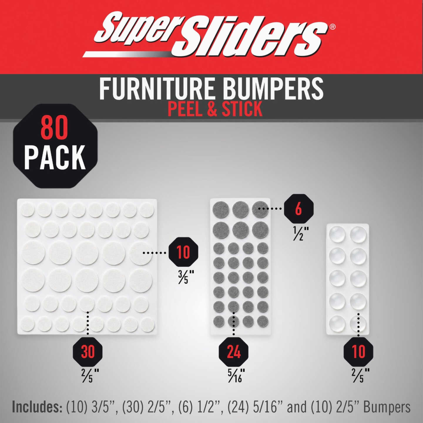 Super Sliders Furniture Wall Bumper Variety Assortment (80-Pack) Image 2