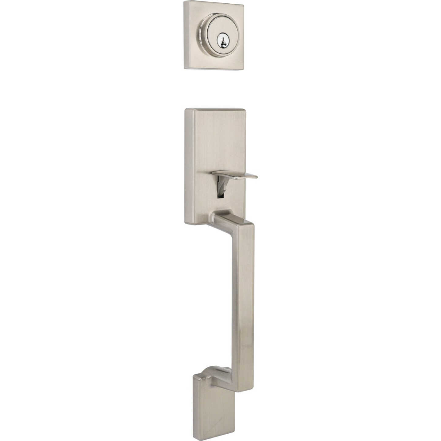 Steel Pro Brushed Nickle Modern Handleset with Square Lever Image 1