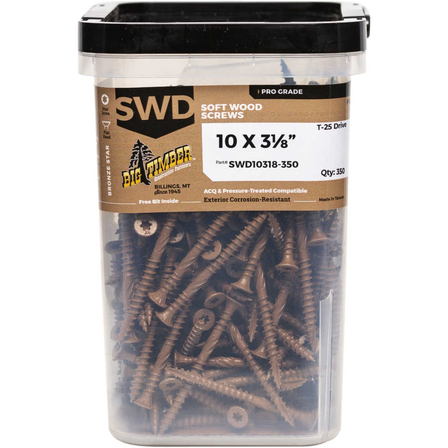 Big Timber #10 x 3-1/8 In. Star Drive Flat Head Soft Wood Screws (350-Count) Image 1
