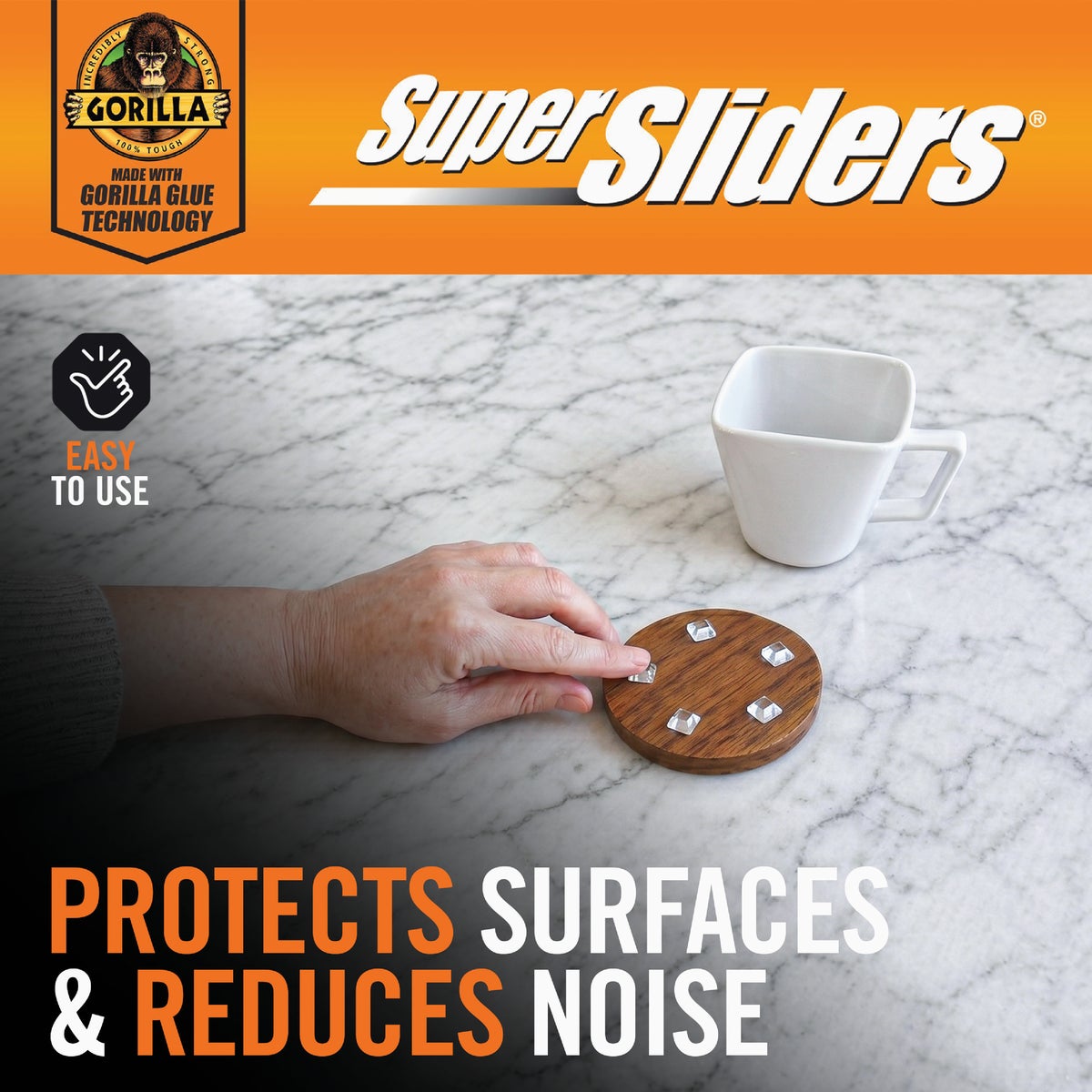 Super Sliders Gorilla Glue 3/4 In. Square Clear Furniture Wall Bumpers (24-Pack) Image 5