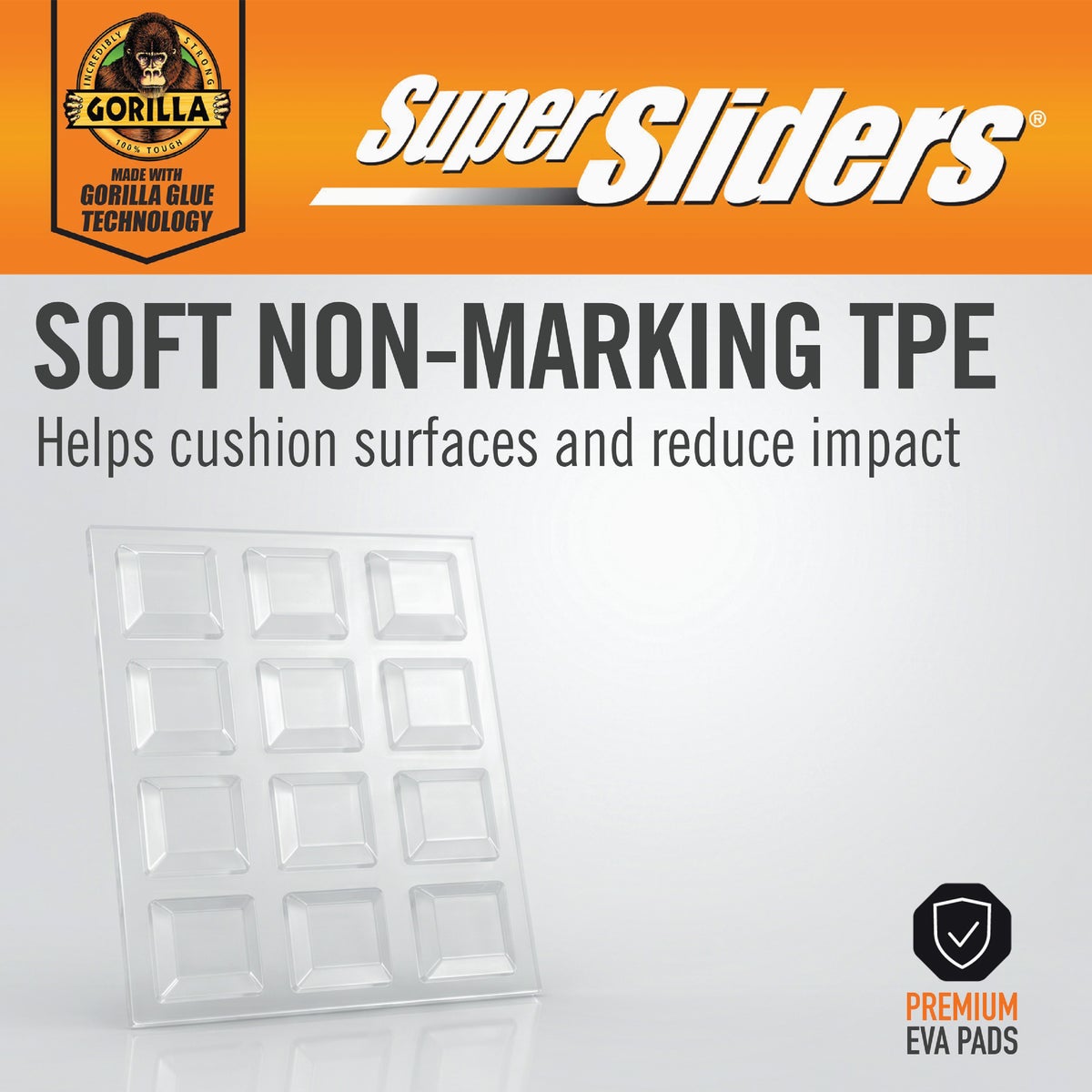 Super Sliders Gorilla Glue 3/4 In. Square Clear Furniture Wall Bumpers (24-Pack) Image 4