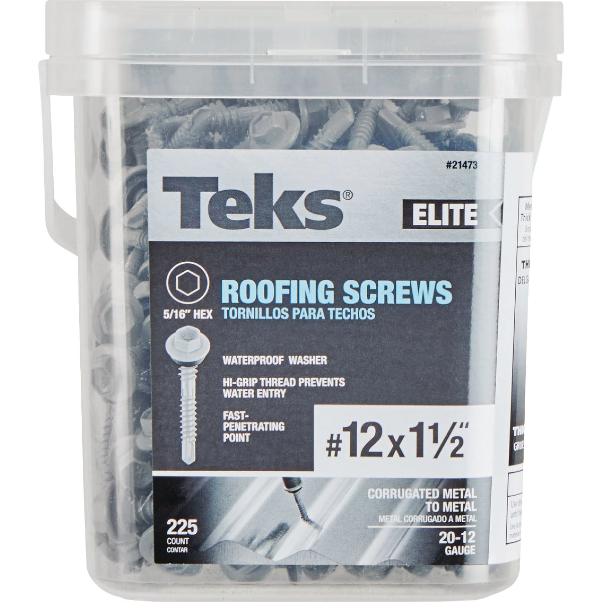 Teks Elite #12 x 1-1/2 In. Hex Washer Head Drill Point Metal to Wood Roofing Screw (225-Count) Image 3