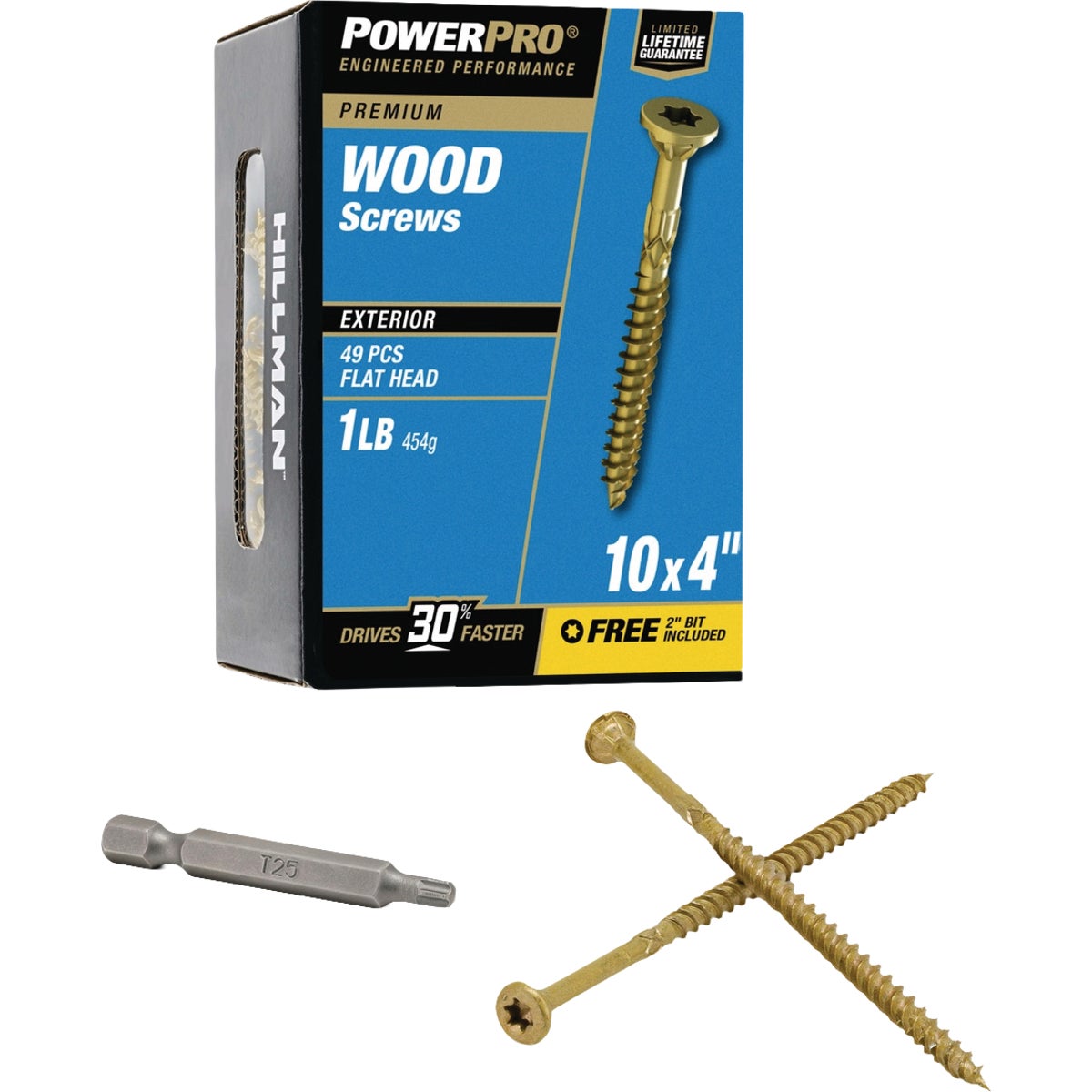 Hillman PowerPro #10 x 4 In. Premium Exterior Wood Screw (49-Count)