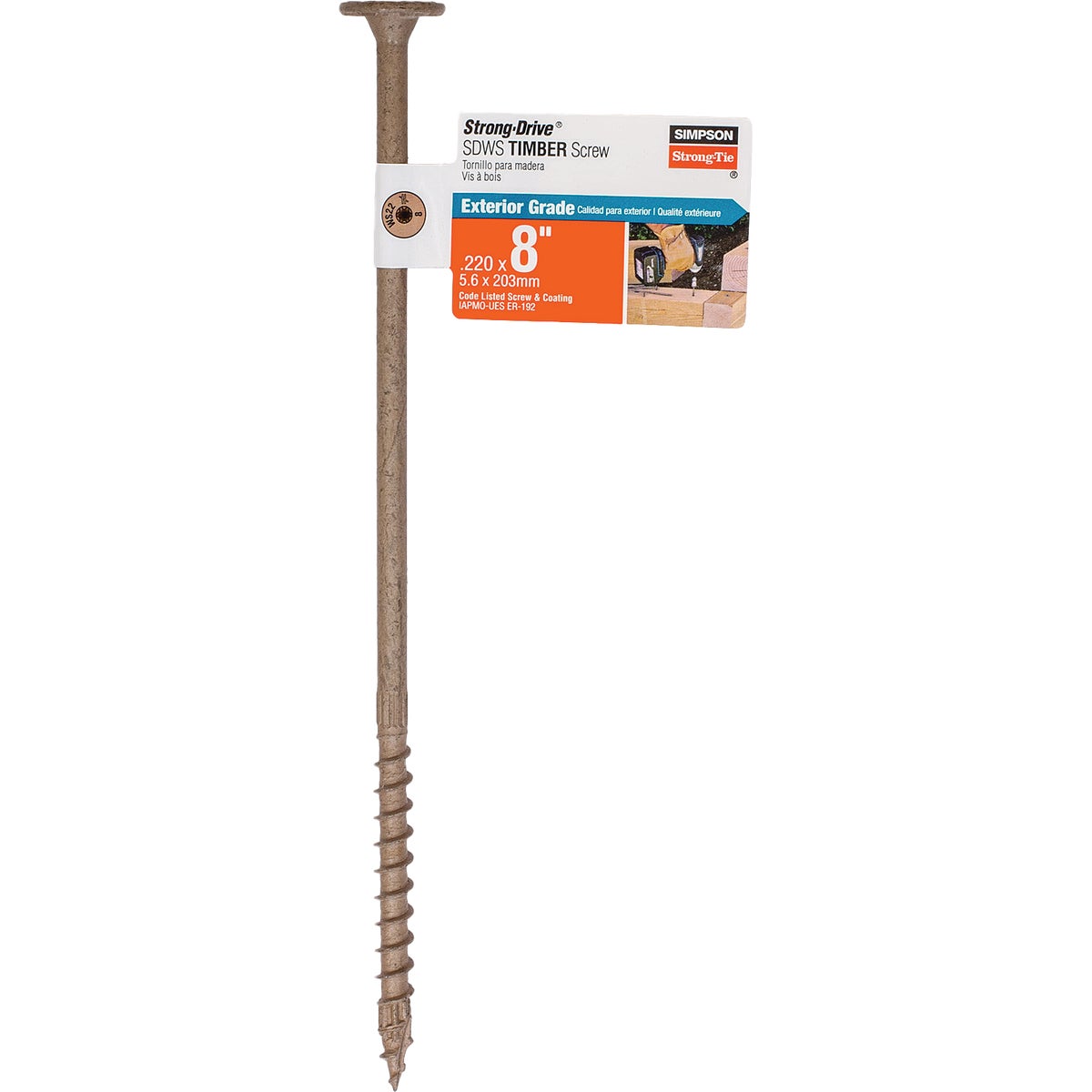 Simpson Strong-Tie Strong-Drive SDWS 8 In. x 0.220 In. T40 (Exterior Grade) Tan Timber Screw Image 2