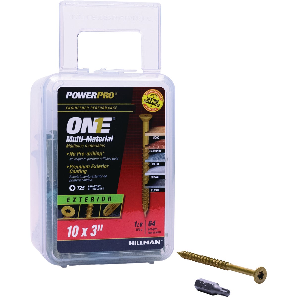 Hillman PowerPro One #10 x 3 In. Flat Exterior Bronze Multi-Material Screw (64-Count)