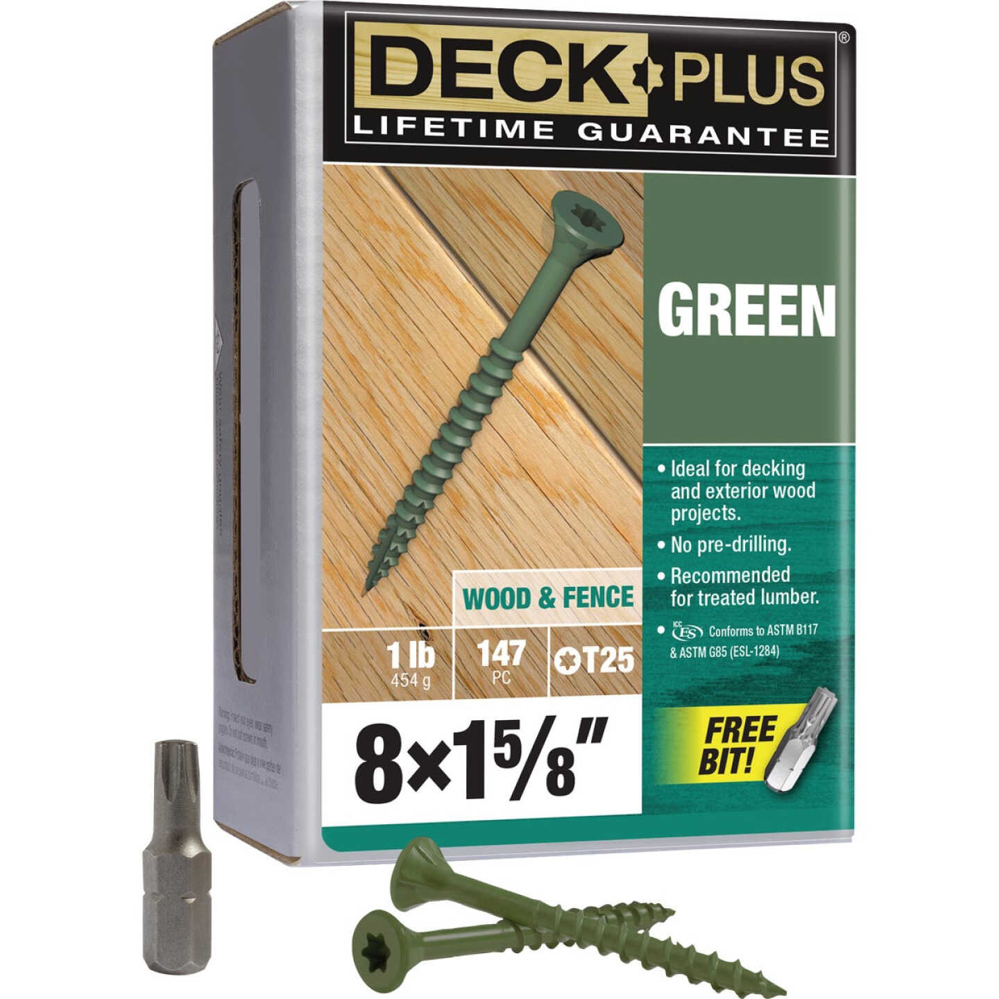 Hillman Deck Plus #8 x 1-5/8 In. Green Deck Screw (147-Count) Image 1